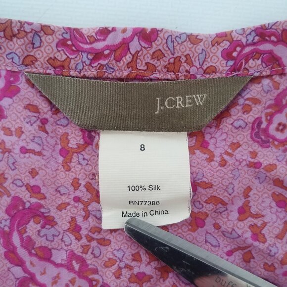 J. Crew 100% silk skirt size 8 pink paisley print - Picture 13 of 13